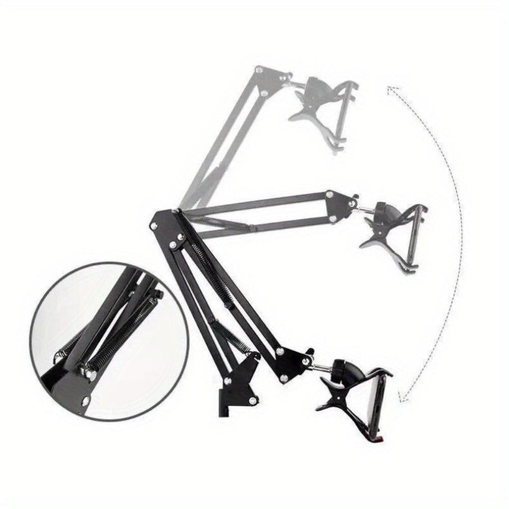 Floor Stand Phone Tablet Holder 68.9 Inch Flexible Gooseneck Lazy Bracket with 360° Rotating Head Foldable Adjustable Arm for Bed Sofa Desk