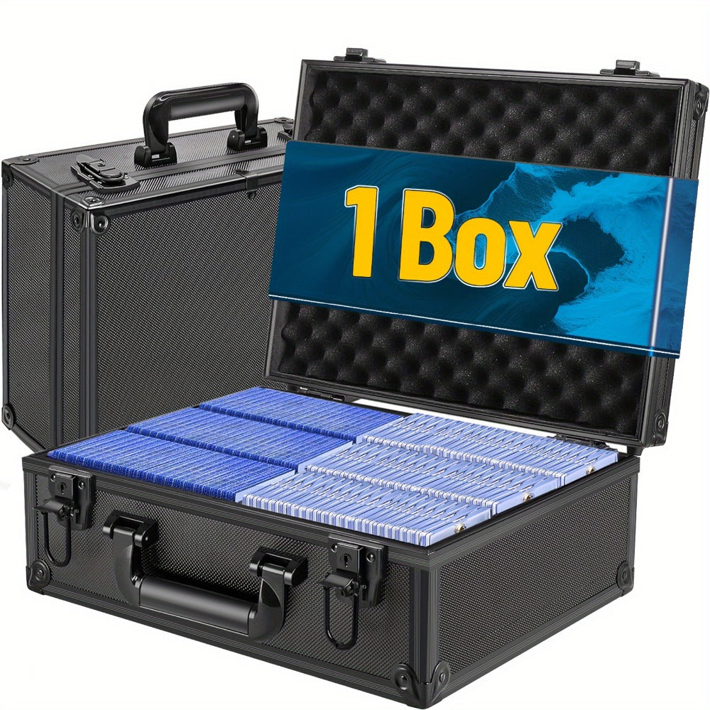 Trading Card Storage Box for 3x4 Top Loads 35pt Rigid Cards Holds 600 Plus – Sports Card Organizer Case with Lock for Pokemon Baseball