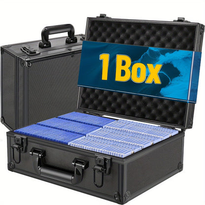 Trading Card Storage Box for 3x4 Top Loads 35pt Rigid Cards Holds 600 Plus – Sports Card Organizer Case with Lock for Pokemon Baseball