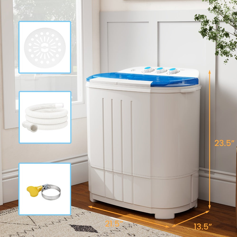 Portable Washing Machine Mini Twin Tub Washer Spin Dryer Combo Semi- Wash Spin Gravity Drain for Entryways, Bedrooms and Living Spaces