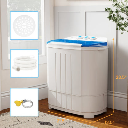 Portable Washing Machine Mini Twin Tub Washer Spin Dryer Combo Semi- Wash Spin Gravity Drain for Entryways, Bedrooms and Living Spaces