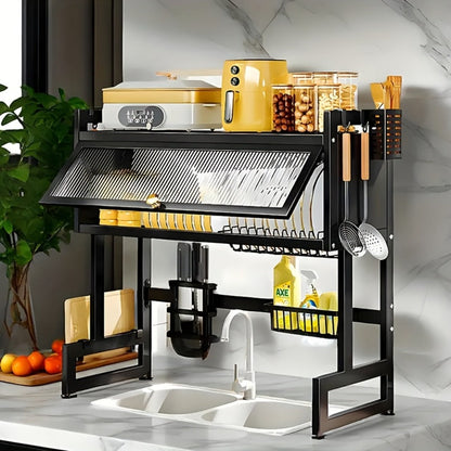 Dish Drying Rack Multi-Layer Kitchen Countertop Organizer – Dust-Free Drainer for Plates Bowls Utensils