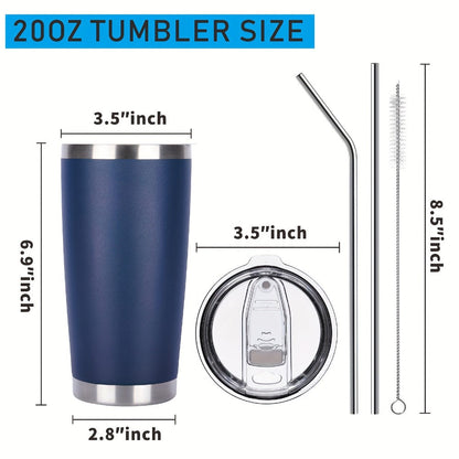 Stainless Steel Insulated Tumblers with Lid and Straw Bulk 20oz 304 Double Wall Vacuum Travel Mug for Hot Iced Coffee Drinks Water Cup Set