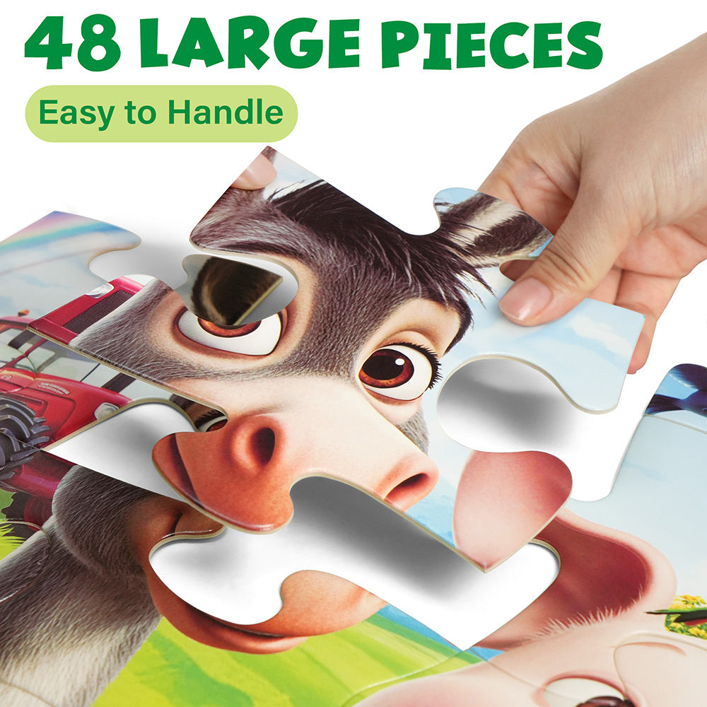 Large Floor Puzzle for Kids Ages 3+, Chunky Jigsaw Mermaid & Farm Animals, Preschool Educational Toy for Boys & Girls 3 4 5 6 Years Old