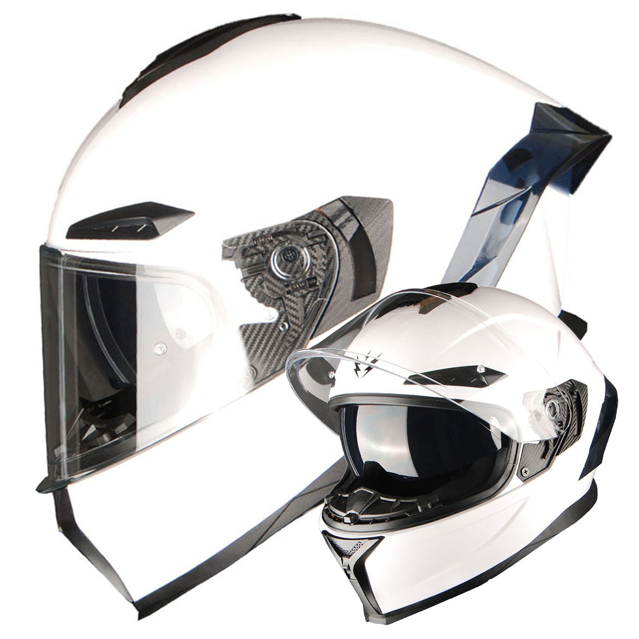 Motorcycle Helmet Full-Face Dual-Visor Shell with Clear Outer Shield, Smoked Inner Visor, Nine Colors and S-XL Sizes
