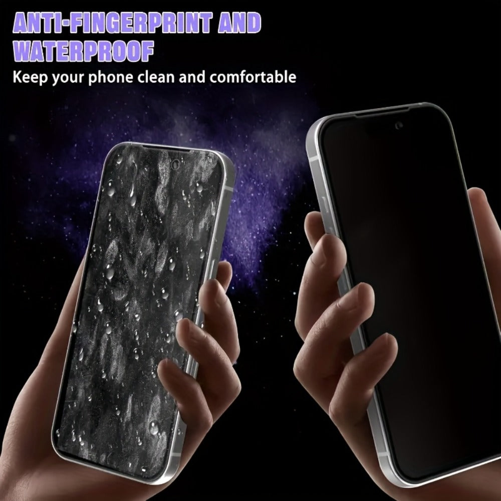Anti-Spy Tempered Glass Screen Protector for iPhone – 9H Full Coverage Privacy Film, HD Blackout, Fingerprint Resistant, Face ID Compatible