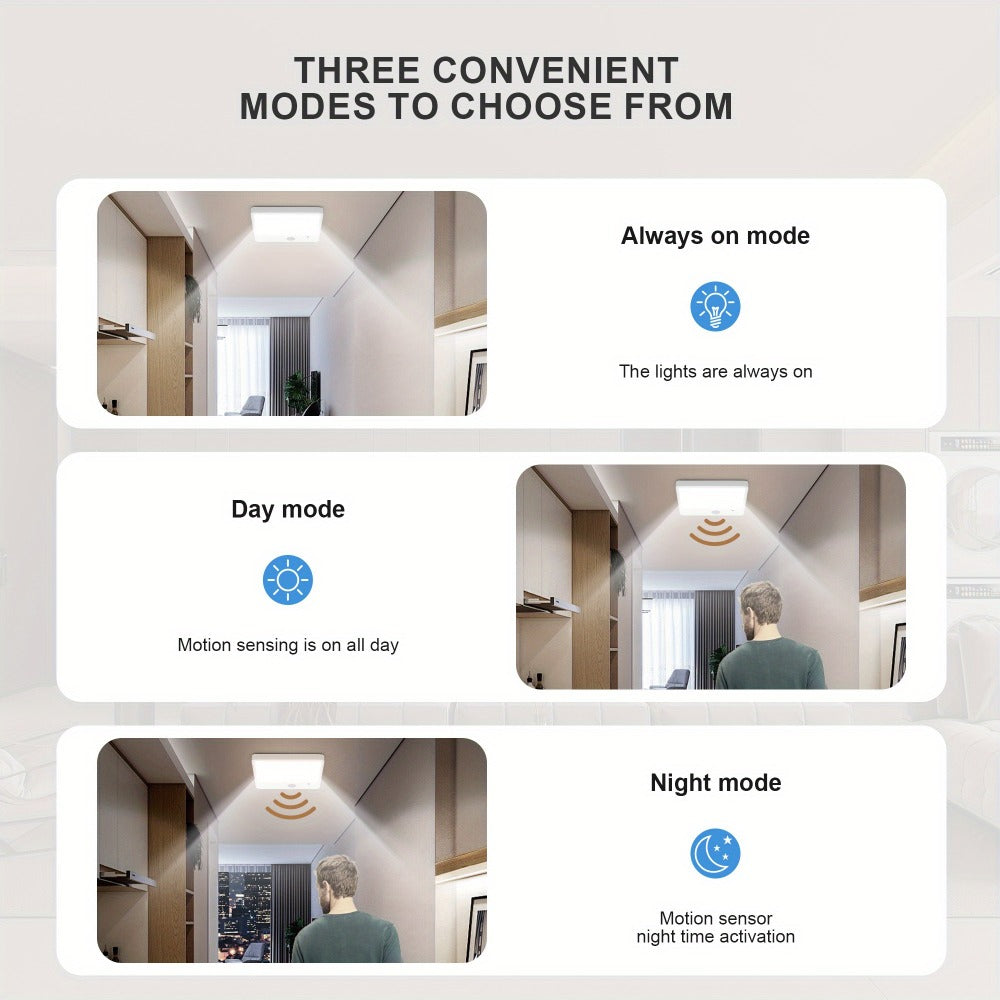 Wireless LED Ceiling Light Motion Sensor Rechargeable Battery Powered 3 Color Temperatures for Home Cooking, Dining and Outdoor Meals