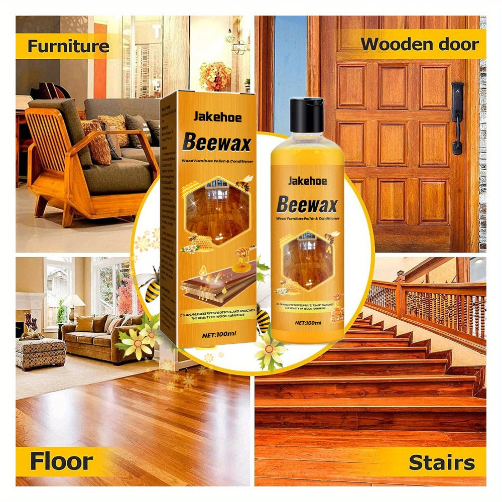 Beeswax Floor Cleaner & Polish – Natural Wood Floor Care Agent with Hydrogen Peroxide, Dust Prevention & Bright Polishing for Hardwood