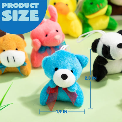 Mini Animal Plush Toy Assortment 72 Pack Bulk, 2.5-3 Inch Stuffed Animals for Party Favors, Carnival Prizes