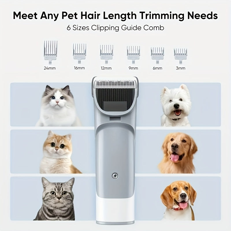 Pet Grooming Vacuum Cleaner with Cordless Clipper – 5-in-1 Grooming Kit for Dogs & Cats, 3 Suction Modes, Low-Noise, 5 Grooming Tools