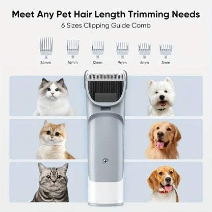 Pet Grooming Vacuum Cleaner with Cordless Clipper – 5-in-1 Grooming Kit for Dogs & Cats, 3 Suction Modes, Low-Noise, 5 Grooming Tools