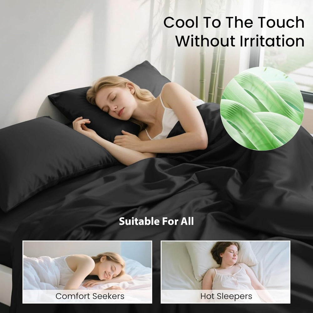 Viscose-from-Bamboo Sheet Set with 4- or 6-Piece Configurations, 11 Colors and 16-Inch Pocket Label