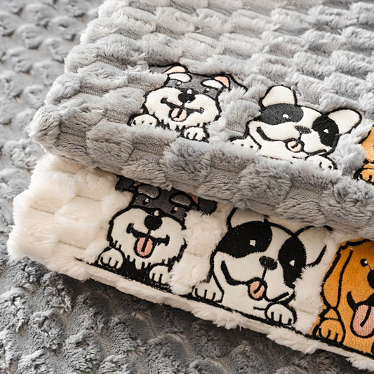 Sofa Cover, Honeycomb Velvet Animal-Embroidered Couch Pad with Backing Detail in Three Colors