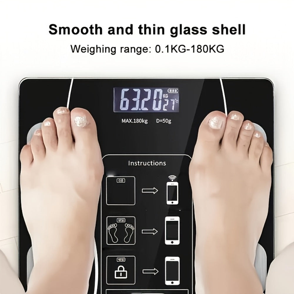 Digital Bathroom Scale Body Weight Scale LED Backlit Display Tempered Glass Compact for Entryways, Bedrooms and Living Spaces