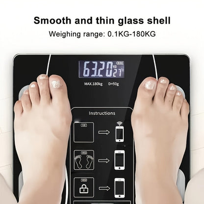 Digital Bathroom Scale Body Weight Scale LED Backlit Display Tempered Glass Compact for Entryways, Bedrooms and Living Spaces