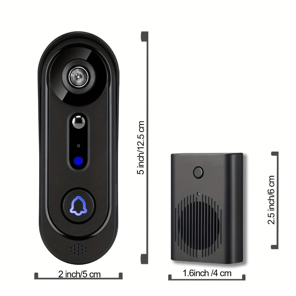 Wireless Video Doorbell Camera 1080P HD Night Vision Motion Detection Two-Way Audio Battery Powered Indoor Chime Cloud Storage Smart Home