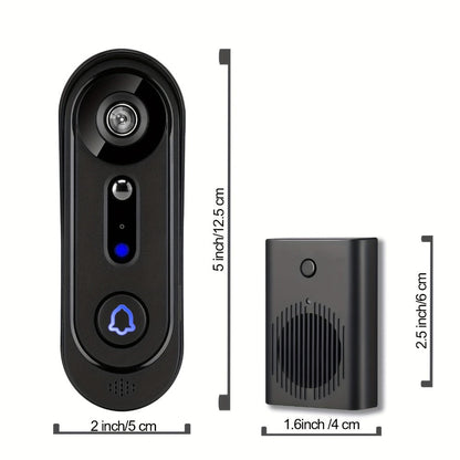 Wireless Video Doorbell Camera 1080P HD Night Vision Motion Detection Two-Way Audio Battery Powered Indoor Chime Cloud Storage Smart Home