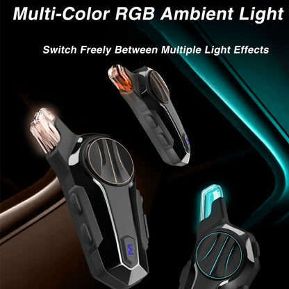 Motorcycle Helmet Bluetooth Intercom Headset – Wireless Real-Time 2-Rider Communication, Compatible with Full Face, 3/4 & Open Face Helmets