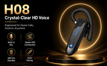 Trucker Bluetooth Headset 29H Playtime 180H Standby, Handsfree Earpiece with Mic Dual Device Connection