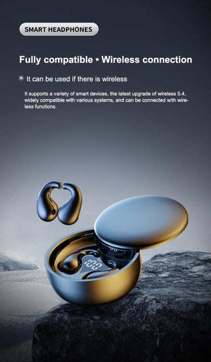 Heart-Shaped Bluetooth 5.4 Sleep Earbuds with Digital Charging Case in Black, White or Khaki