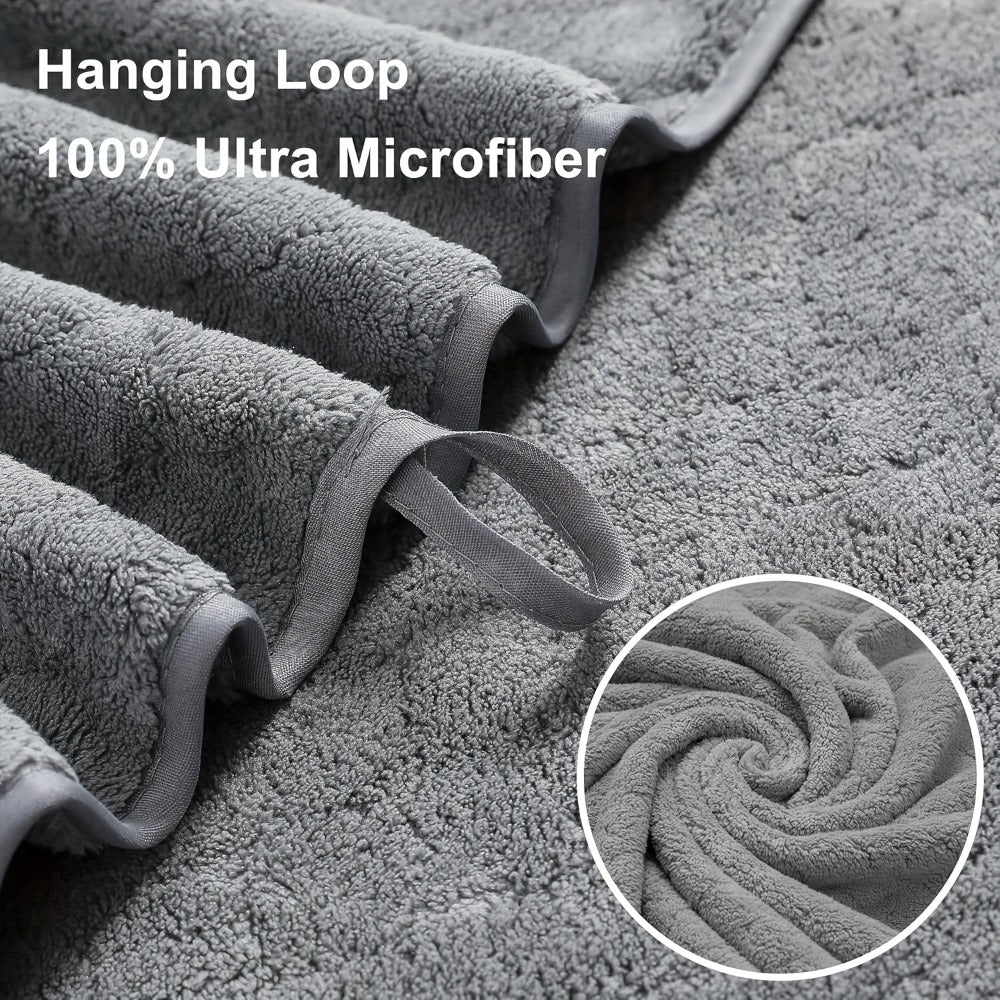 Bath Towels Set 4 Piece Diamond-Pattern Microfiber Towels in 10 Solid Color Options for Home and Guest Use