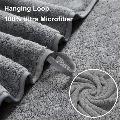 Bath Towels Set 4 Piece Diamond-Pattern Microfiber Towels in 10 Solid Color Options for Home and Guest Use