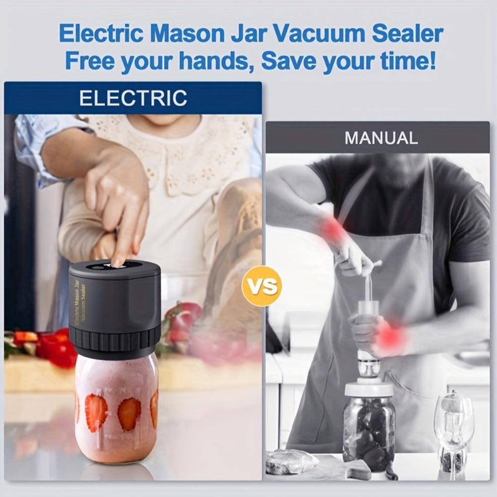 Electric Mason Jar Sealer One-Touch Vacuum Seal - 2025 New Model Jar Sealer Kit with Wide Mouth & Regular Mouth Lids