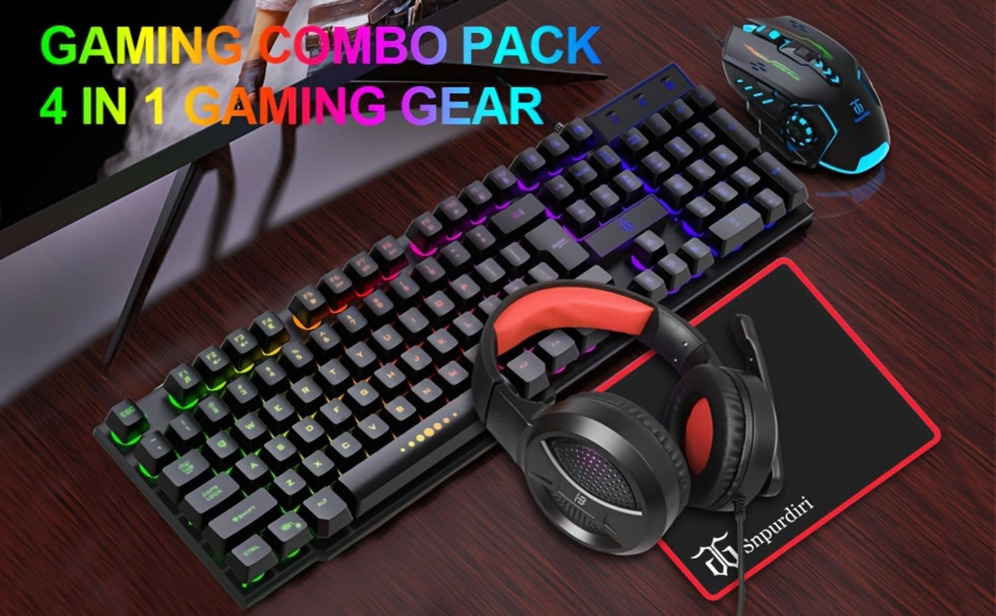 Gaming Keyboard and Mouse Combo 4-in-1 Wired Gaming Set with Headset Mouse Pad for PC Xbox PS4 for an Everyday Personal Care Routine