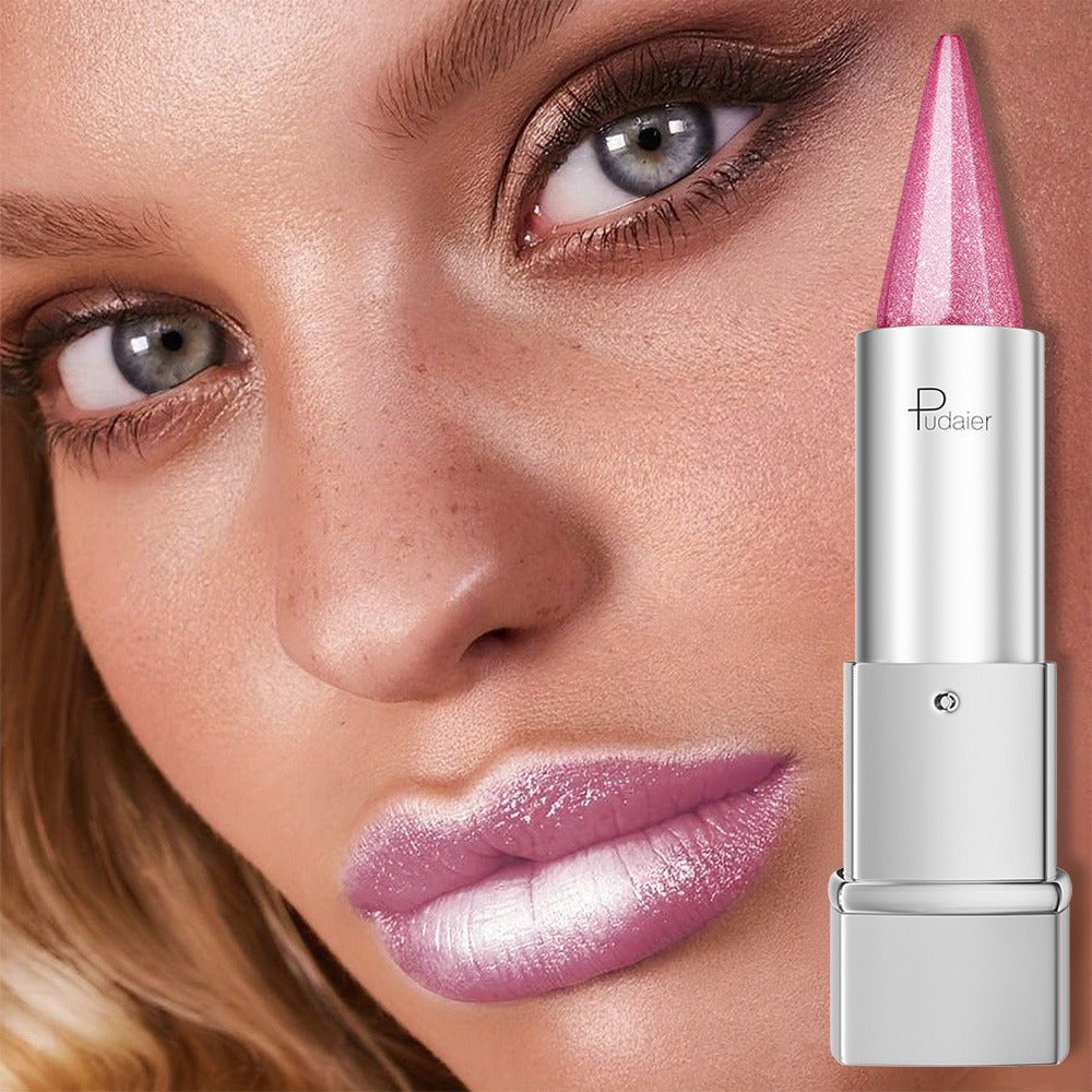 24H Waterproof Metallic Lipstick 5 Shades Pearlescent Sparkle Pearl Finish, for Makeup, Travel and Everyday Vanity Use