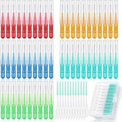 Interdental Brush Picks 350 Pack Soft Floss Dental Toothpick Cleaners Mixed Color – Oral Care Flosser Refill