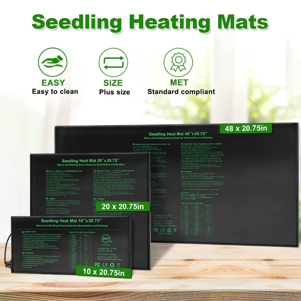 Seedling Heat Mat MET, Uniform Heating for Germination Indoor Gardening Greenhouse, Hydroponic Seed Starting Warming Pad M & L Size