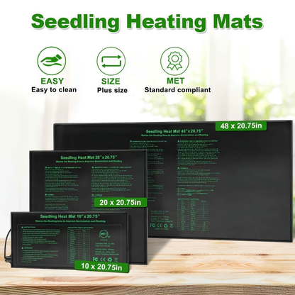 Seedling Heat Mat MET, Uniform Heating for Germination Indoor Gardening Greenhouse, Hydroponic Seed Starting Warming Pad M & L Size
