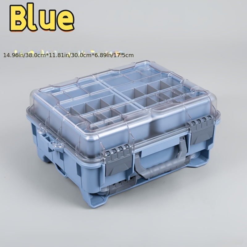 Fishing Tackle Box with Adjustable Dividers & Handle – Multi-Layer Large Capacity Portable Lure Storage Organizer for Hooks