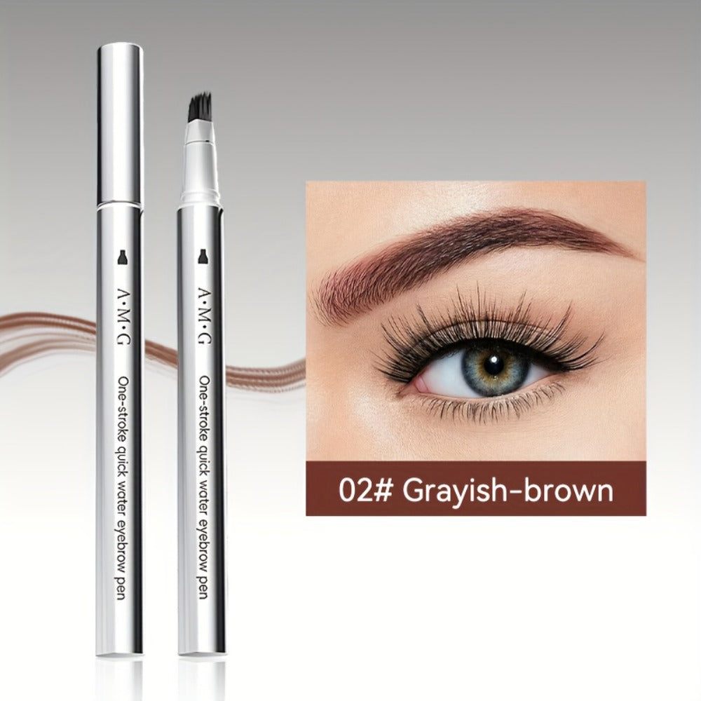 2-in-1 Eyebrow and Hairline Pen with Dense Multi-Fork Brush, Pointed Tip and Three Brown-to-Black Shades