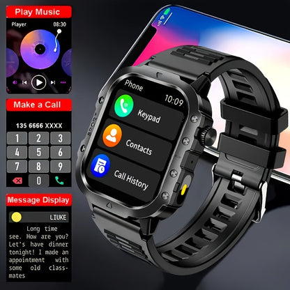 Smartwatch Brown Black Large Screen – Wireless Calling & SMS, Fitness Tracker, Remote Camera Control, USB Rechargeable – Unisex