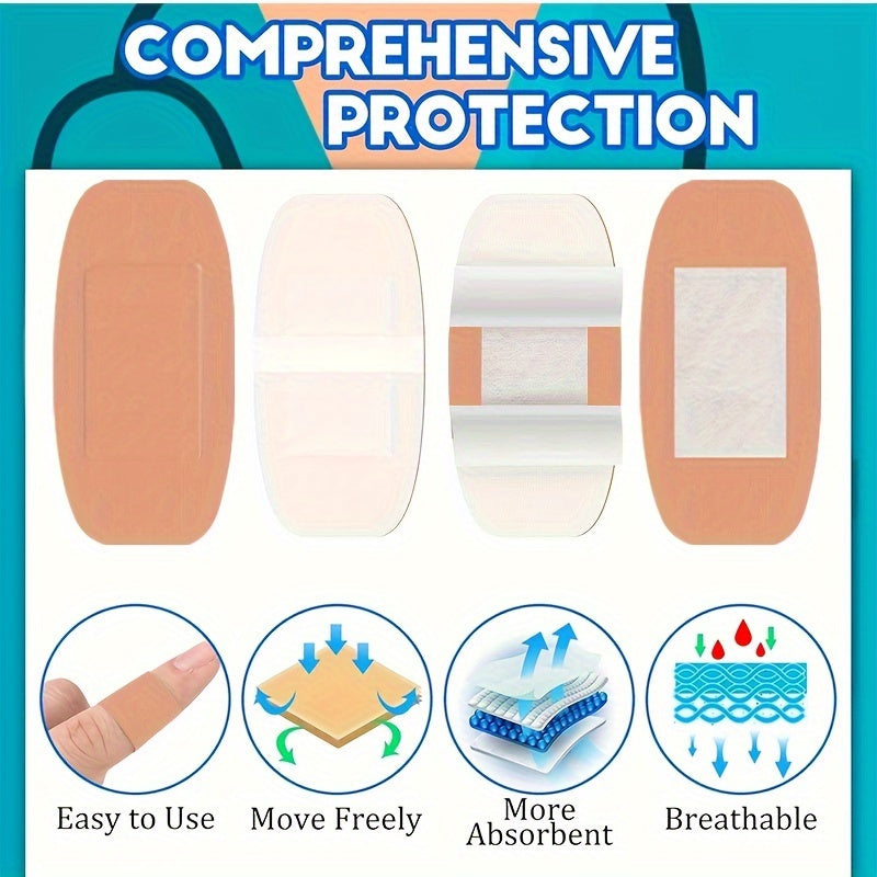 Adhesive Bandages 360pcs – Flexible Fabric Fingertip & Knuckle Bandages Set, Breathable Cloth Elastic First Aid Bandages in 12 Assorted