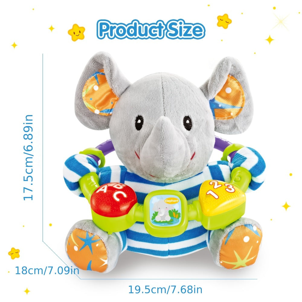 Musical Elephant Plush Toy with Music & Light, Soothing Stuffed Animal for Baby Toddler Boys Girls