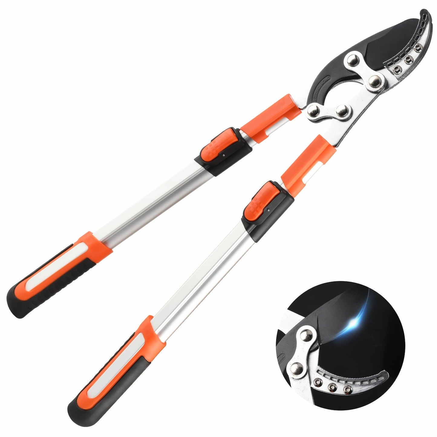 Extendable Pruning Shears 22-27.5 Inch – SK5 Steel Blades Cut 2.5" Branches, Shock-Absorbing Ergonomic Handle