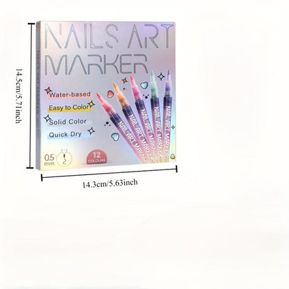 Nail Art Pens Set 12 Colors Quick Dry 3D Doodle Dot Stitching Nail Art Pen Kit – DIY Nail Design Tools