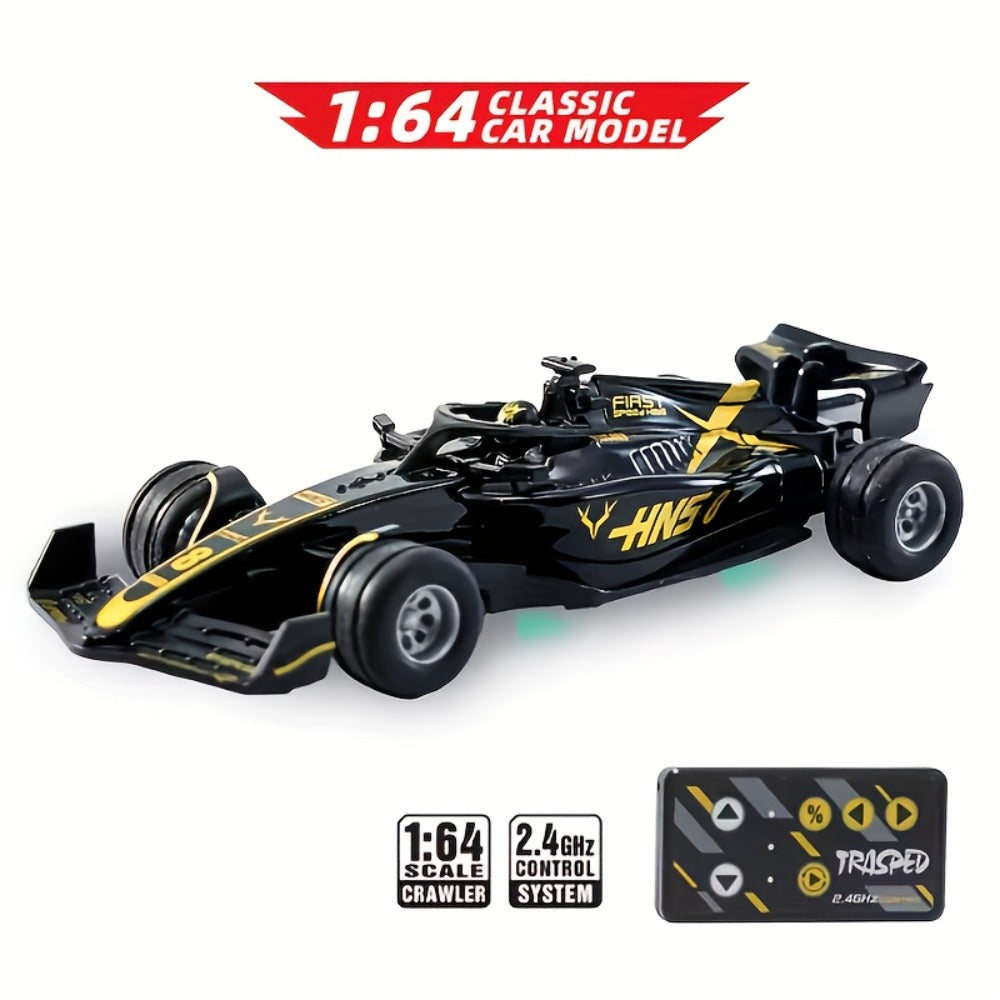 Mini RC Racing Car 1:64 Scale 2.4G Alloy Die-Cast 4WD Drift Toy Car with Lights & Adjustable Speed