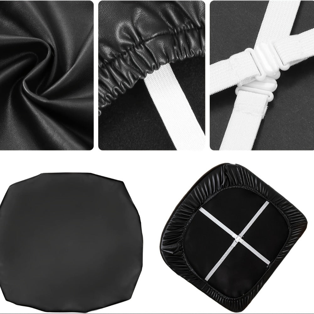 PU Leather Dining Chair Cushion Covers Removable Stretch Seat Slipcovers for Dining Room Kitchen Hotel Set of 4 or 6