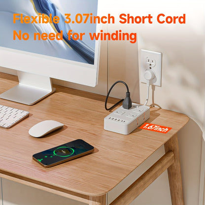 One-Touch Switch Desk Charging Station 14-in-1, 8 Widely Distributed AC Outlets & 6 USB Ports (4 USB-A + 2 USB-C)