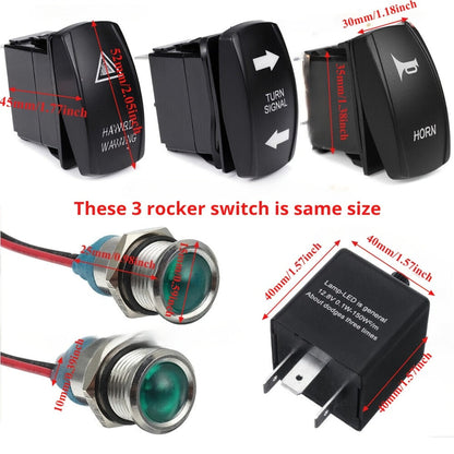 Rocker Switch Turn Signal Kit for 4x4 Off-Road – Street Legal LED Lights, Horn & Hazard Switch Kit, 12V/24V Universal Fit for UTV
