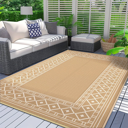 Outdoor Reversible Plastic Straw Rug for Patio Deck RV Camping – Waterproof UV-Resistant Lightweight Mat, Multiple Sizes & Colors