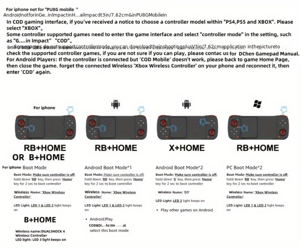 Bluetooth Wireless Gamepad Controller for iPhone Android PC Tablet Steam Deck, Rechargeable, Design