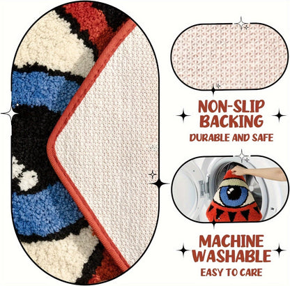 Eye Pattern Heart Shaped Bathroom Mat Plush Bath Rug 20x24 inch Valentine Home Decor for Entryways, Bedrooms and Living Spaces