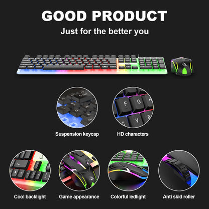 Wired USB RGB Gaming Keyboard and Mouse Combo 104 Keys Backlit Mechanical Feel 1000 DPI Optical for an Everyday Personal Care Routine