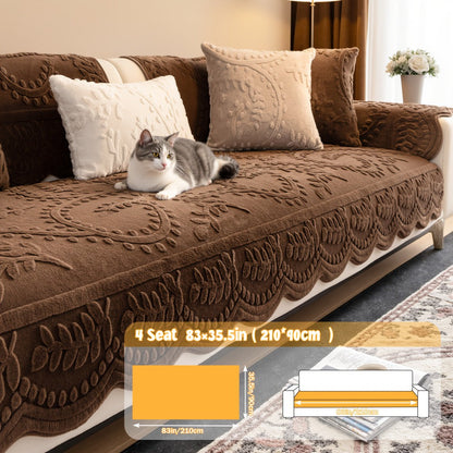 Sofa Cover Quilted Plush-Texture Panels in 35.5-Inch Width for 1 to 4 Seats, Backrest or Armrest