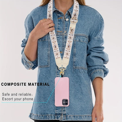 Phone Lanyard Crossbody Strap with Zipper Pouch & Beaded Charm Adjustable Hands-Free Cell Phone Shoulder Strap