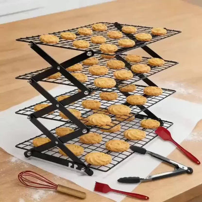 Foldable Cooling Rack Set, Stackable Oven Cookie Cake Drying Rack with Free Baking Tools (Silicone Spatula